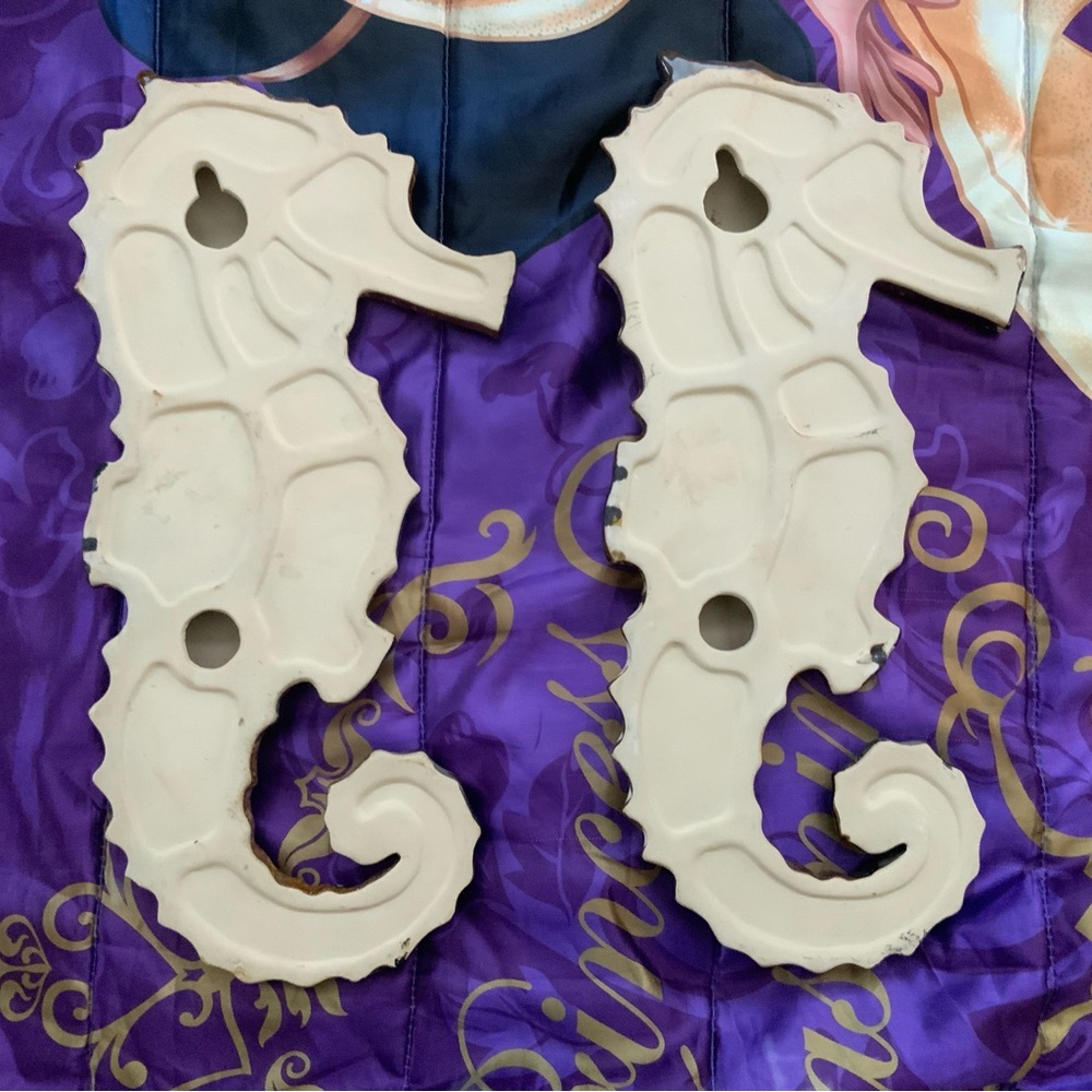 Vintage Pair Of Large BIG 18” Art CERAMIC 3D Seahorse nautical Wall Decor ART - Picture 7 of 12